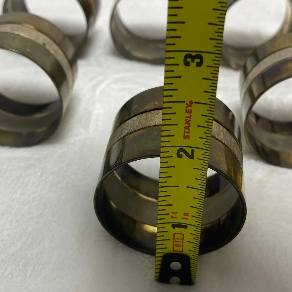 Set of 8 Vintage Brass Napkin‎ Rings with Textured Band Dining Table Decor